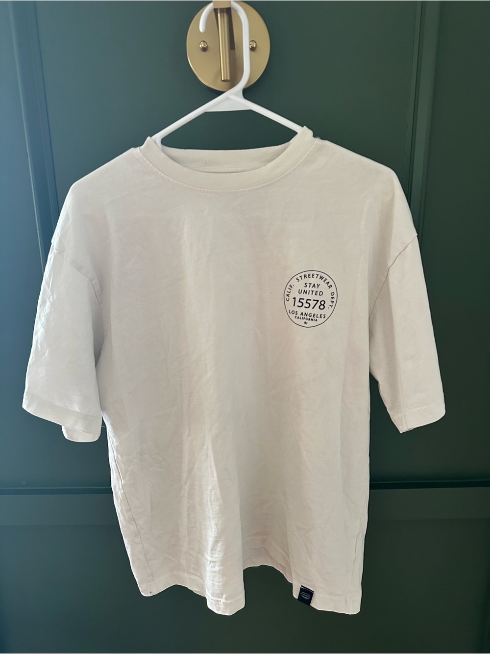 Pull&Bear White Short Sleeve Tee with Small Chest Badge